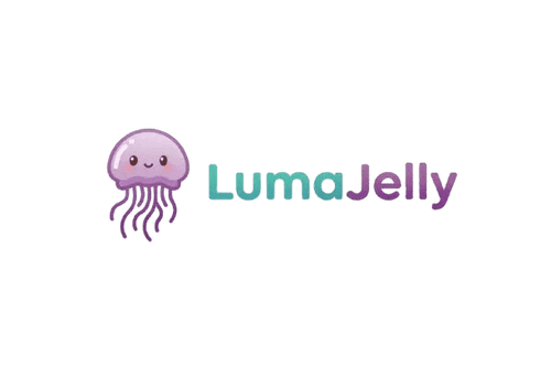Logotipo oficial de LumaJelly™, especialistas en lámparas de medusas interactivas y decoración ambiental.